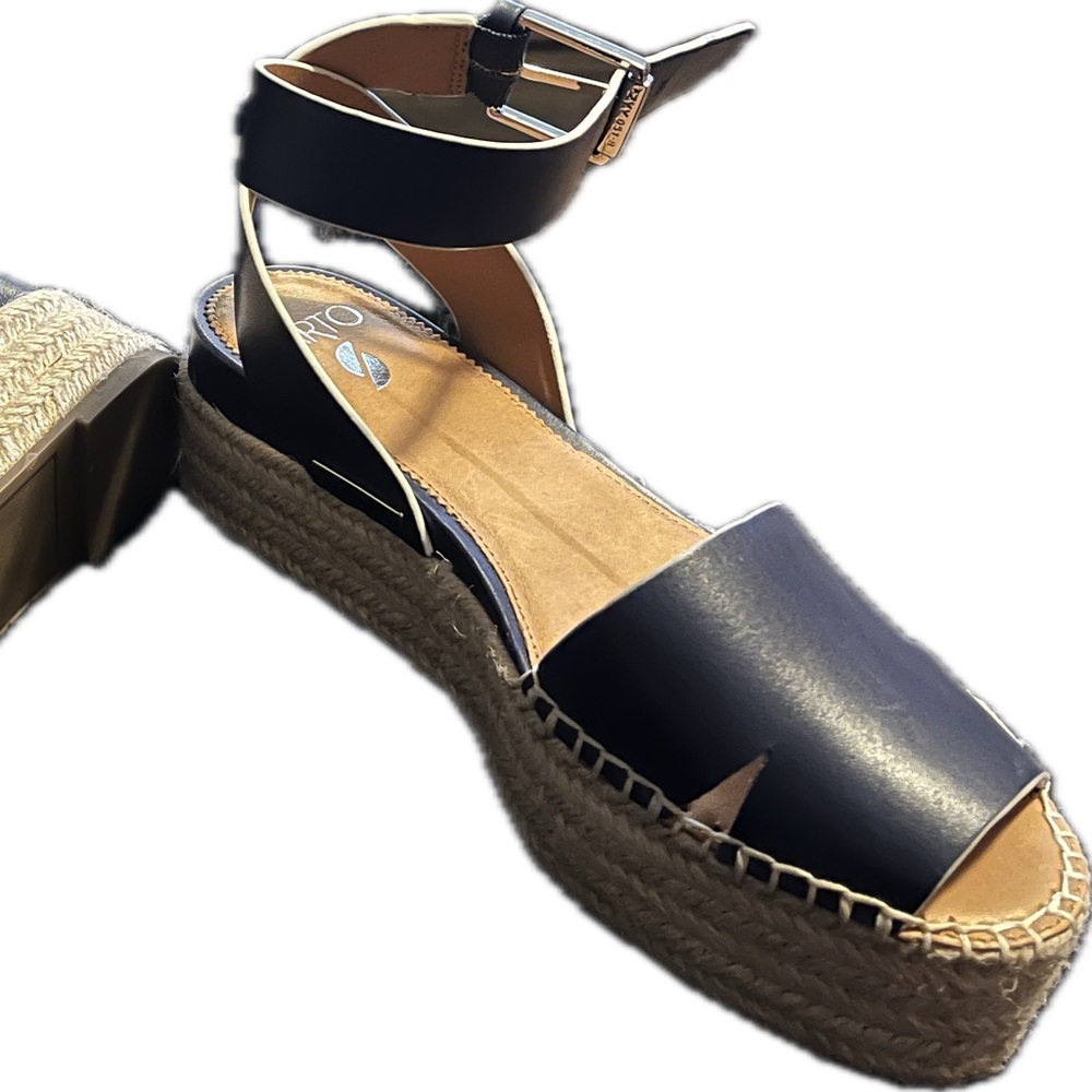 Sarto  Navy Espadrille Sandals New without tags